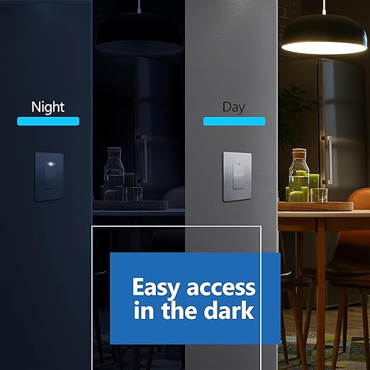 LIDER Minimalist Design Matte Finish Lighted Decorator Switch, Frameless Paddle Light Switch with Locator Light, Grounding Screw, 3-Way or Single Pole, 15A 120V, UL listed, LS15-3W-SV5P Silver, 5 Pack
