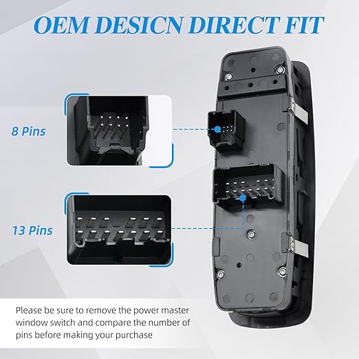 Wuangki Master Power Window Control Switch | Front Driver Side | 13+8 Pins | Compatible with 2011-2016 Journey | OE 68084001AD | Window Buttons