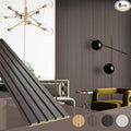 OUZUGIE WPC Acoustic Slat Wall Paneling, 8-Pack 114 x 6 Inches 3D Wall Panels for Interior Wall Decor,Living Room,TV Background,Study Room,Office Spaces,Bedroom,Low Grille (Walnut)
