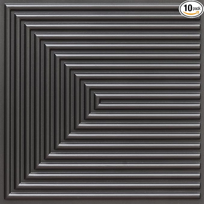 From Plain To Beautiful In Hours 9004 Depth Tier PVC 12 in x 12 in Peel and Stick Wall Panels (Covers / 10 sq.ft), Metallic Grey, 10 Piece
