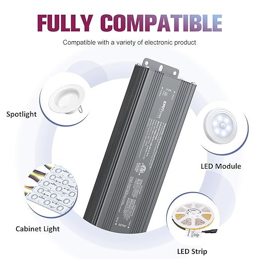 EMITEVER Triac Dimmable LED Driver,2 Packs 150W Power Supply,AC 120V to DC 24V Transformer,Compatible with Lutron and Leviton Dimmers,for LED Lighting,Class 2,ETL Certified,Waterproof IP66