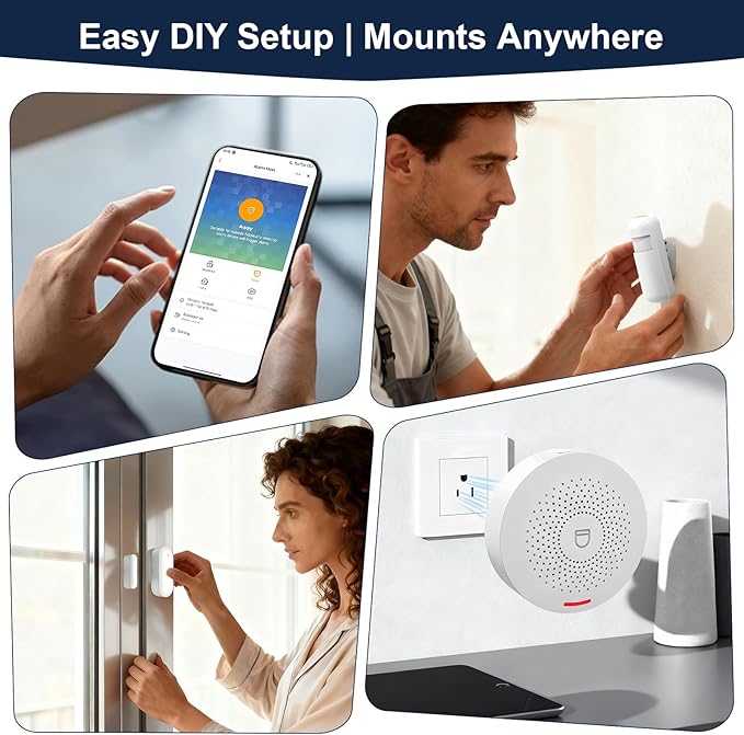 150W Wireless Security System for House, WiFi Door/Window Sensors Alarm System kit, Motion Detectors with Instant App Alerts NO Monthly Fees