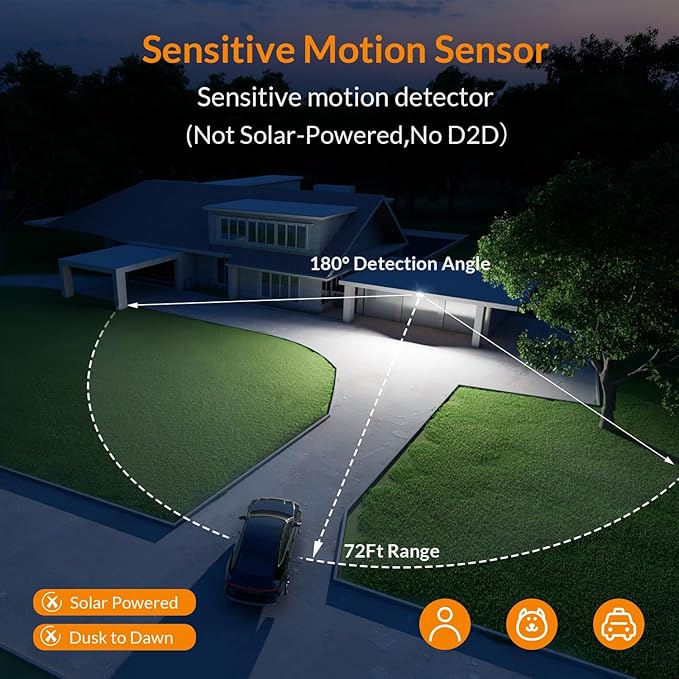 LEPOWER LED Security Lights Motion Sensor Light Outdoor, 38W 4200LM Light, 5500K, IP65 Waterproof, 3 Head Detected Flood Light for Garage, Yard, Porch (White)