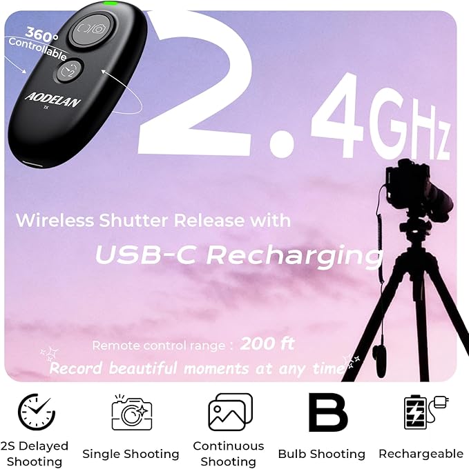 Upgraded USB-C Rechargeable Wireless Camera Remote Control Shutter Release for Sony a5100 a6000 a6300 a5000 a7 III a7 II a7 a7R III a9 RX100 III RX10M2 | Replaces Sony RM-L1AM and RM-SPR1