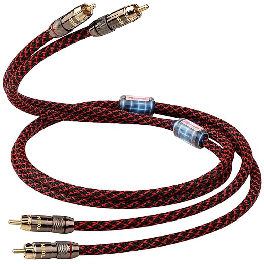 TODN RCA Stereo Cable Audiophile HiFi Interconnect Shielded RCA Cables for Home Audio Systems (16.4ft/5m, 1 Pair)