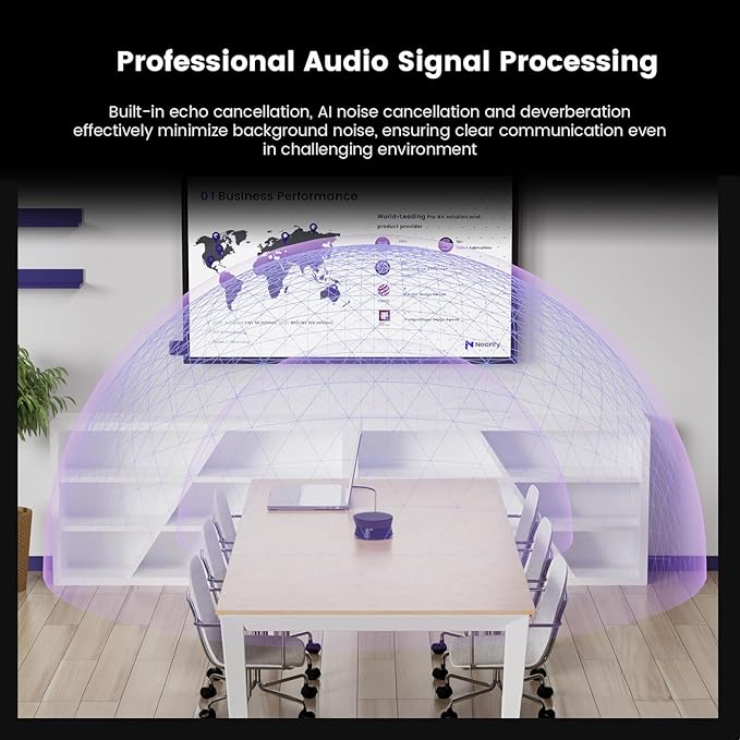 Nearity A21S Zoom Certified Conference Speaker and Microphone, Speakerphone w/8 Mics, 16ft Voice Pickup, AI 2.0 Noise Cancelling, USB Speakermic with Daisy Chain, Works with Microsoft/Teams/Google Mee