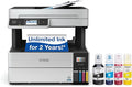 Epson EcoTank Pro ET-5180 Wireless Color All-in-One Supertank Printer with Scanner, Copier, Fax Plus Auto Document Feeder and PCL/Postscript, White, Large
