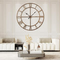Ohweog Large Wall Clock for Living Room Decor – 60 Inch Silent Non-Ticking Modern Farmhouse Wall Clock, Oversized Decorative Metal Roman Numeral Clock (Bronze, 60 Inch)