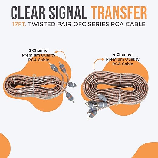 Elite Audio Premium Series Amp Kit Copper Clad Aluminum Wire, Triple-Shielded RCA Cables, High-Power Capacity, ANL Fuse Holder, Car Amplifier Install Kit (0 Gauge (Dual Amp))