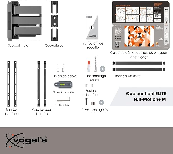 Vogel's TVM 5445 Full-Motion Ultra-Thin TV Wall Bracket for 32-65 inch TVs, Max. 77 lbs, Swivels up to 180°, Full-Motion TV Mount max. VESA 400x400, Universally Compatible