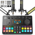 Podcast Equipment Bundle for 2, Audio Mixer with XLR Dynamic Microphone, Voice Change,RGB for Vocal Recording Podcasting,Streaming Singing TikTok, PC, Smartphone COMMANDER M100 3rd