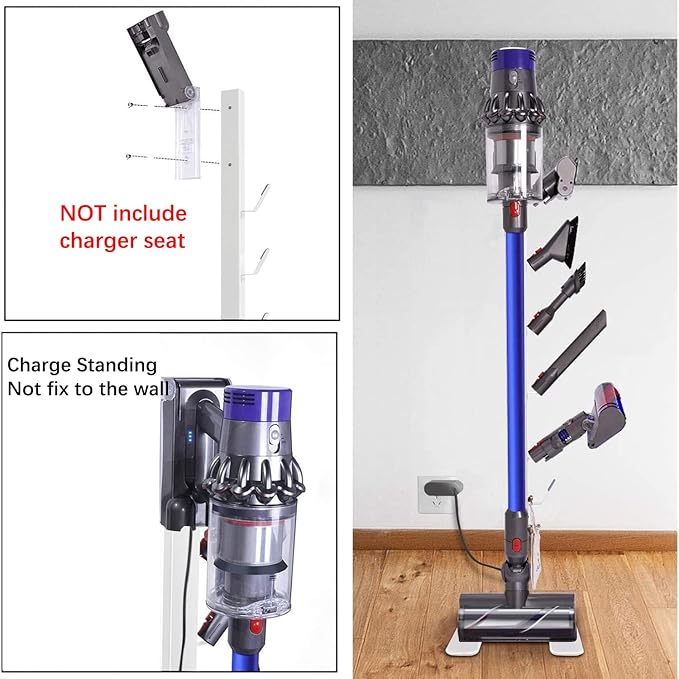 XIGOO Storage-Stand-Docking-Station-Holder Compatible with V15 Detect V11 V10 V8 V7 V6 Cordless Vacuum Cleaners, Stable Metal Organizer Rack(White, 6 Hooks)