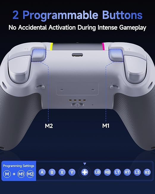 EasySMX X05Pro Wireless PC Controller – Soft-Click Low-Noise Buttons, Dual-Stage Impulse Triggers, Hall Joysticks with 1000Hz Polling, 2 Programmable Buttons, 1000mAh Battery, Multi-Platform Controller for PC/Switch/Android/iOS