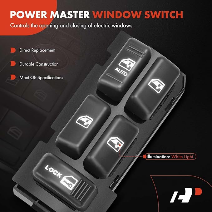A-Premium Master Power Window Switch Compatible with 1995-2005 Chevrolet Tahoe Blazer C/K 1500 2500 3500 Suburban, GMC Yukon Jimmy, Cadillac Escalade, Oldsmobile Bravada, Replace# 19244658, 15151360