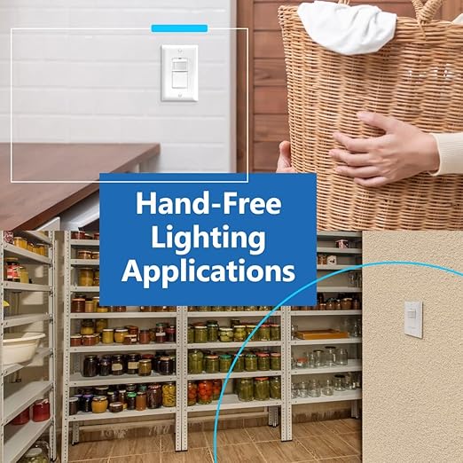 LIDER Motion Sensor Switch with Wall Plate, PIR Sensor Light Switch, Occupancy & Vacancy Modes, No Neutral Wire Required, 120V, 60Hz, 150W LED/CFL, Single Pole, LPS-1P-WWP2P, White, 2 Pack