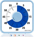 Secura 7.5 Inch Visual Timer, 60 Minute Visual Oversize Countdown Timer for Kids and Adults, Durable Mechanical Time Management Tool (Navy Blue)