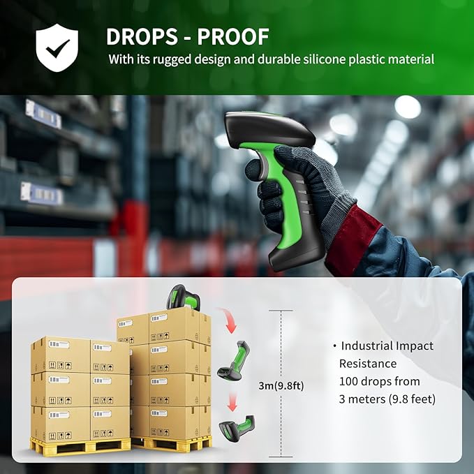 NETUM 2D QR Industrial Bluetooth Barcode Scanner with Charging Dock, Upgraded Wireless 2D/1D Bar Code Reader, 2600mAh Battery, Drop Dust WaterProof, Hands-Free for Windows, Mac, Android, iOS (RD-1950)