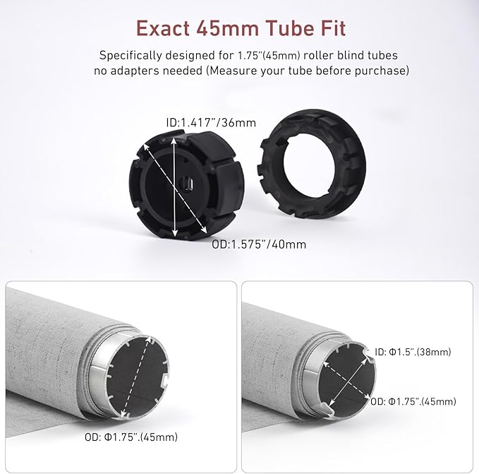 1.75inch (45mm) Blind Motor – 12V Shade Tube Motor with Remote Control – Compatible with 45mm Tubes, Power with DC 12V 2A Power Supply