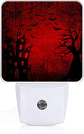 GANTINIR Halloween Night Light, Plug-into Red Black Red Black Bats Spider Ghost Nightlight White LED Lamp, Energy Efficient Decor Desk Lamp for Bedroom Hallway Stairs Bathroom