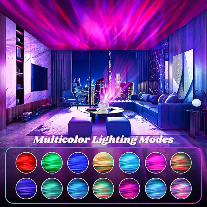 kismee Whole Room Coverage Area Northern Lights Projector Galaxy Aurora 8 Effects Combinations with Night Light Egg Cover for Bedroom Light Sleep (White)