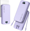 aonidi 20000mAh Ultra-Portable-Charger-Power-Bank PD20W with Built in Cables&AC Wall Plug,Fast Charging Cell Phone Charger Battery Pack,LED Display Travel Battery Bank for All iPhone,Samsung,Android