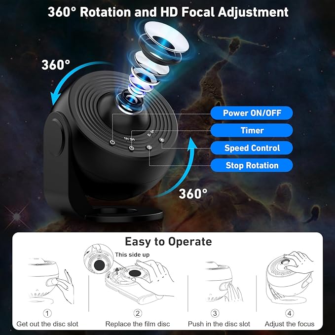 Galaxy Projector Pro, 13 in 1 Home Planetarium Galaxy Projector for Bedroom, Star Projector Galaxy Light with Timer, Night Light Projector for Kids Adults, Ceiling Projector, Room Decor-Black