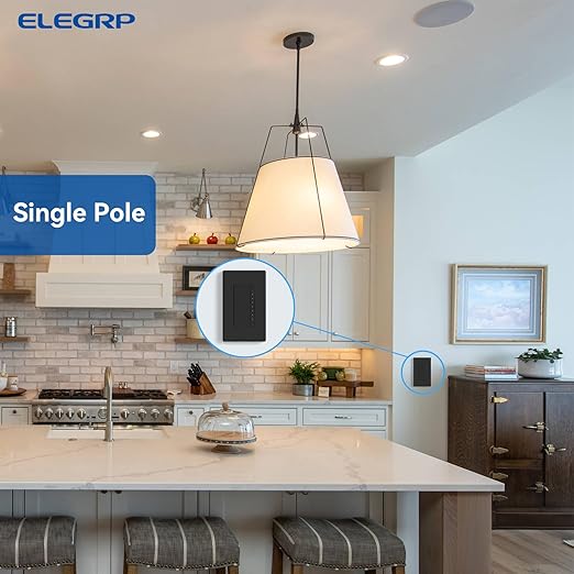 ELEGRP Dimmer Switch, Digital Dimmer Light Switch for LED Lights 150W, INC/HAL 450W, Single Pole LED Dimmer Switch, Needs Neutral Wire, Wall Plate Included, UL Listed, 2 Pack, Matte Black
