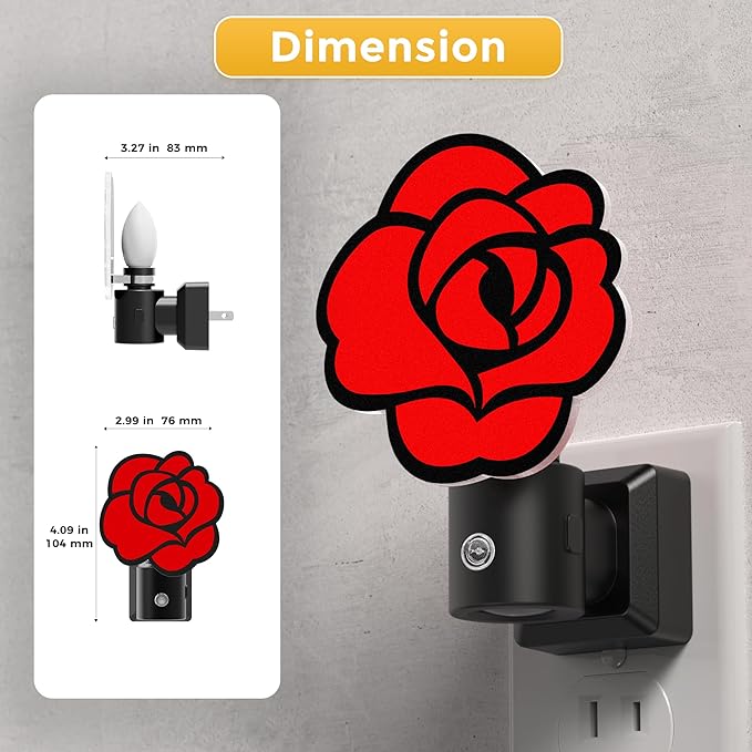 L LOHAS LED Night Lights Plug into Wall, Gothic Rose Night Light with Light Sensor, 0-100LM Dimmable Night Light, 1W 3000K Soft White for Adults Kids Room Bedroom Bathroom Hallway