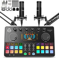 Podcast Equipment Bundle for 2, Audio Interface with Condenser Microphone, Voice Change, DJ Mixer for Streaming, Podcast Recording COMMANDER M100 3rd