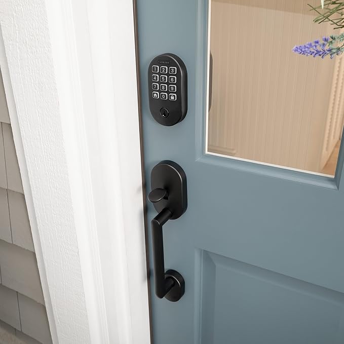 Schlage Arrive WiFi Deadbolt Smart Lock, Keyless Entry Door Lock with Remsen Trim, Matte Black, Compatible with Alexa and Google, BE459WB RMN 622