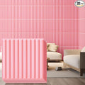 Nuanchu 32 Pcs 3D Slat Wall Panels 12 x 12 Inch PVC Fluted Textured Panel Cuttable Paintable DIY Wall Art Decorative Tiles for Ceiling Studio Bathroom Interior TV Background (Pink)