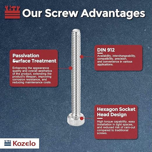 Kozelo 100pcs Socket Head Cap Screws - [M2-0.4 x 18mm] 304 Stainless Steel Allen Socket Drive for Electrical Motor 3D Printing Fan Engine Replacement Use, Silver