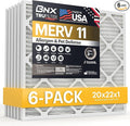BNX TruFilter 20x22x1 Air Filter MERV 11 (6-Pack) - MADE IN USA - Allergen Defense Electrostatic Pleated Air Conditioner HVAC AC Furnace Filters for Allergies, Dust, Pet, Smoke, Allergy MPR 1200 FPR 7