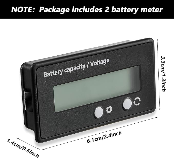 Frienda 2 Pieces Dc 12v 24v 36v 48v 60v 72v 84v Golf Cart Battery Meter with Alarm, Front Setting and Switch Key Battery Capacity Voltage Indicator Gauge Acid and Lithium Ion Indicator(Blue)