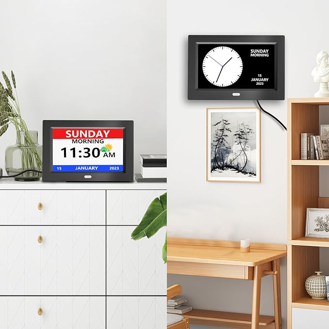 MRCHYDZ 11 Inch Clock with Day and Date for Elderly Large Display Digital Clocks 12 Alarm 3 Display Modes Large Font Alzheimer's Clock Alarm Clocks for Seniors Auto DST 11in Black