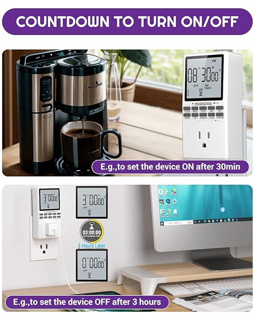Outlet Timer, NEARPOW Multifunctional Programmable Timer with Countdown and 7-Day Digital Infinite Repeat Cycle Intermittent, 19 ON/Off Programs for Electrical Outlets, 3 Prong, 15A/1800W