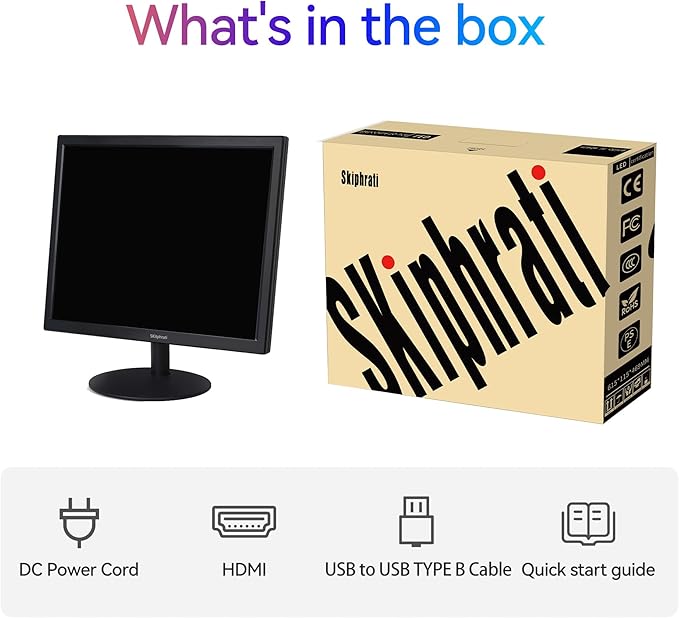 SKitphrati 17" Square 1280x1024 10-Point Multi Touch Screen Monitor with HDMI, VGA, Type B Ports, 75Hz, 5:4 Aspect Ratio, VESA Wall Mountable, PC Touch Monitor for PC POS Machine Windows