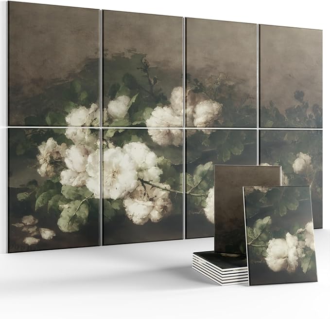 Wall Art Acoustic Panels,35''X24''Sound Absorbing Panels-8-Pack with 50 Adhesive Tabs, Decorative Sound Absorbing Panels for Living Room and Recording Studio, Offices-Stilleven met gitaar en rozen