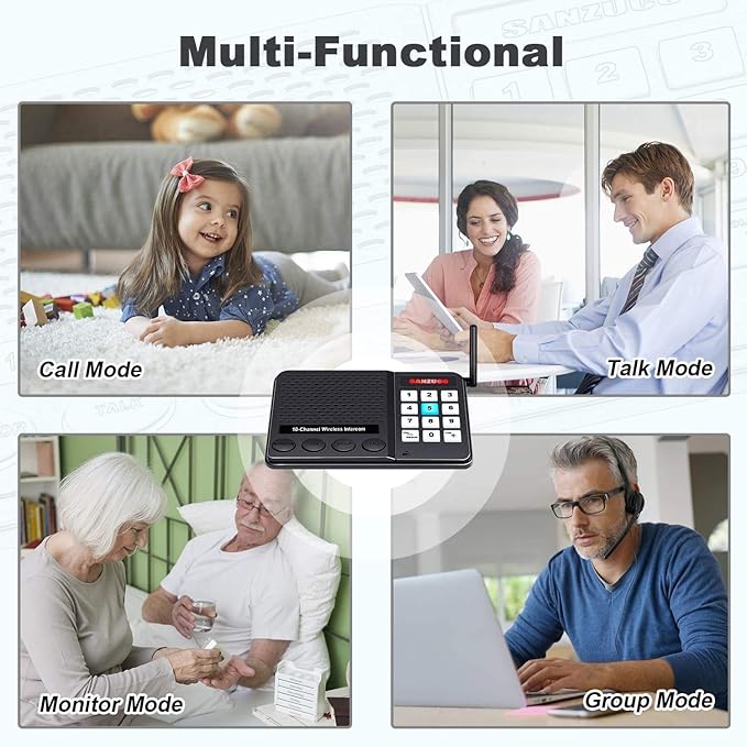 Wireless Intercom System for Home House Business - Room to Room Home Intercom System - 5300 Feet Intercoms Wireless for Home Communication - 3 Pack