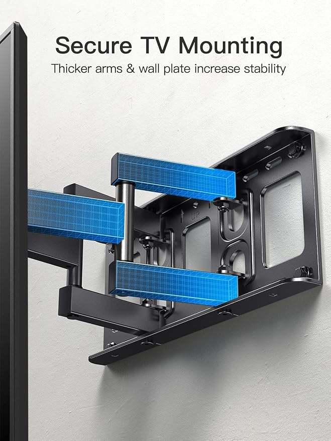 Pipishell TV Wall Mount for 26-74 inch LED LCD OLED 4K TVs up to 99lbs, Full Motion TV Mount Bracket Articulating Swivel Extension Tilting Leveling Max VESA 400x400mm, Fits 12/16 Inch Wood Studs