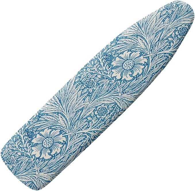 ZCFYGDX William Morris Decor Ironing Board Cover - Elastic Edges Nylon Buckle Straps Hook & Loop Fastener Strap,Easy to Install Scorch-Resistant Stain Resistant Standard,Blue Floral Leaf Print