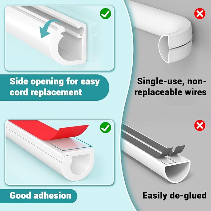 157 Inch Self-Adhesive TV Cable Hider, Home Audio Flexible Wire Cord Management, RG6 Coaxial Cable Raceways, HDMI Cable Cord Hider, White (4m)