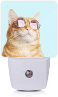 Smoaffly Glasses Cat Night Light Plug-in LED Nightlights Auto Sensor Night Lamp Dusk-to-Dawn Lamp Home Decor for Nursery Children Girls Boys