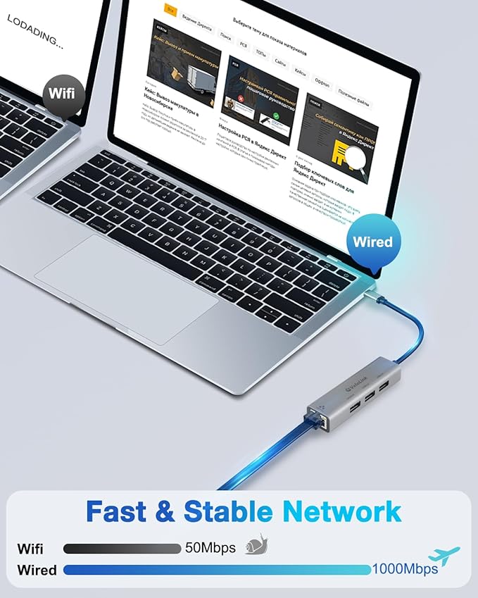 Velolink 4-in-1 USB 3.0 Hub with Gigabit Ethernet Adapter for Laptop, PC, MacBook Pro (RJ45 TYPEC HUB 01)