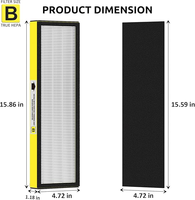 Hfunmo FLT4825 HEPA Filter B Replacement for Guardian Technologies AC4825E AC4300 AC4900 AC4850 Air Purifiers – 3 True HEPA Filters & 9 Carbon Filters, HEPA Pure Version
