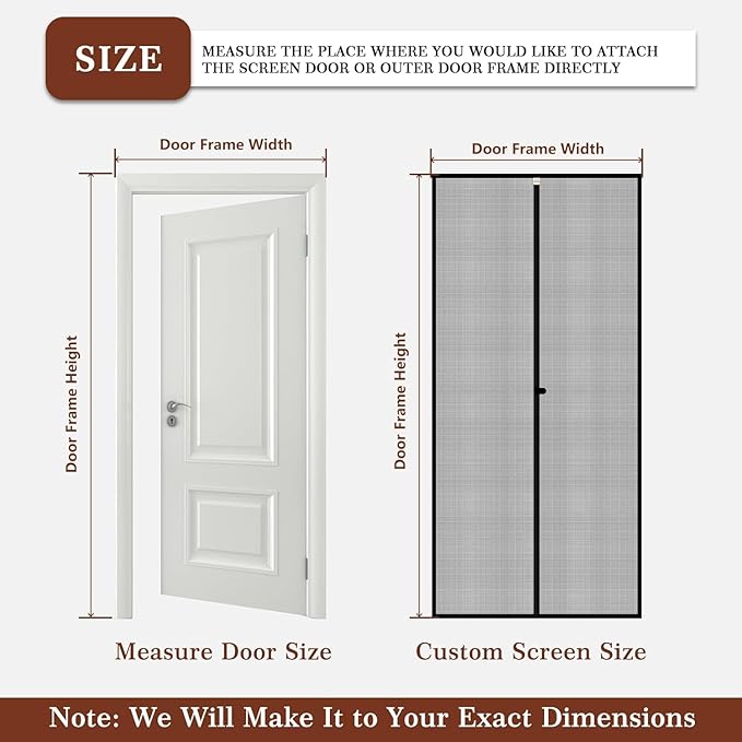Yotache Customized Magnetic Screen Door, Left Right Side Opening Door Mesh with Magnets for Patio, Balcony, Front, Back, Sliding Door