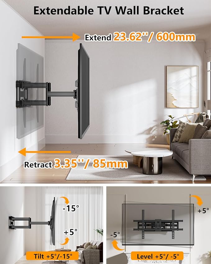 FORGING MOUNT Heavy Duty 60 to 120 inch XXXL Full Motion TV Wall Mount Max VESA1000x600mm Up to 275lbs for Extra Large Big Screens,Universal Articulating TV Mount Bracket Swivel Tilt,16-24” Studs