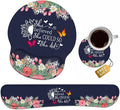 Keyboard Wrist Rest + Mouse Pad Wrist Support Set with Coasters, She Believed She Could So She Did Inspirational Quote Design Non-Slip PU Base Ergonomic Mousepad for Home Office Working Studying