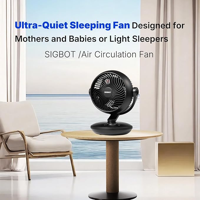 SIGBOT Fan for Bedroom with Remote,Ultra Quiet Desk Fans,with 3 Modes,8 Speeds,9-Hour Timer,10 inch,High-Velocity Cooling,Auto Oscillation Table Fans,Touch Control,for Home,Dorm,Clinic & Office