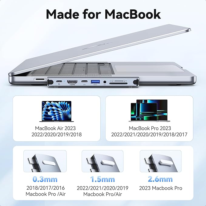 USB C Hub Adapter for MacBook Pro Air 2022 2021 2020 2019 Docking Station for MacBook M1 M2 USB C to HDMI Mac Accessories Multiport Dongle with 4K HDMI USB 3.0 SD TF Thunderbolt 3 USB-C Port Type C